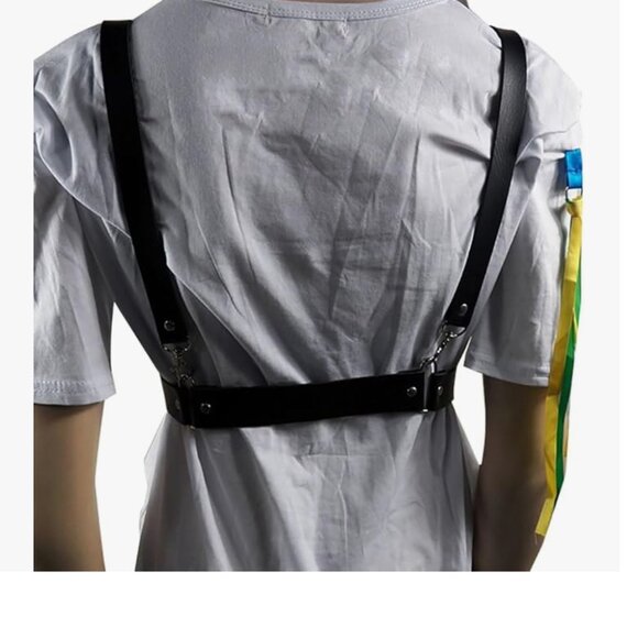 Black Goth Leather Harness  Belt main image 5
